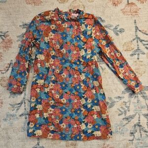 Blue and Red Floral Sheath Dress